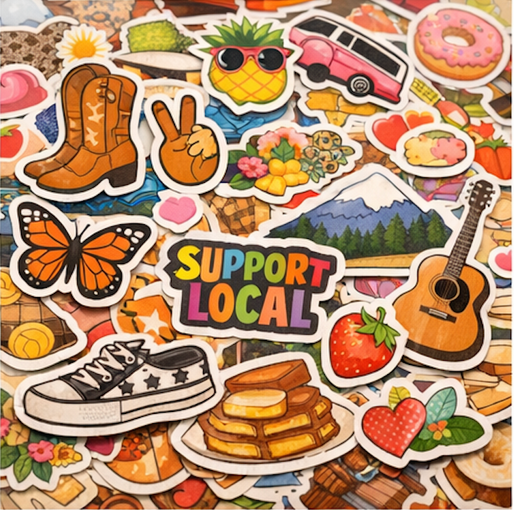 100‑Pack Regular Stickers (Assorted Designs) - Music City Acrylics
