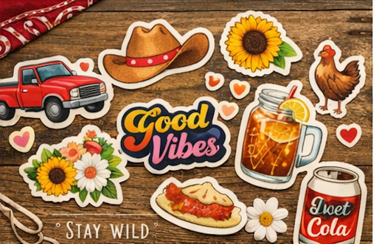 100‑Pack Regular Stickers (Assorted Designs) - Music City Acrylics
