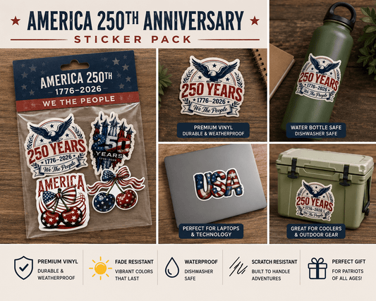 250 Years – We The People Patriotic Vinyl Sticker | 1776–2026 Eagle Decal - Music City Acrylics