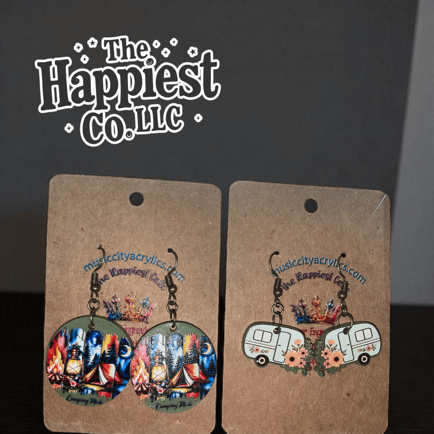 Camping Mode Dangle Earrings – Cute Outdoor Adventure Jewelry for Nature Lovers - Music City Acrylics