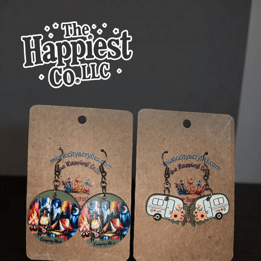 Camping Mode Dangle Earrings – Cute Outdoor Adventure Jewelry for Nature Lovers - Music City Acrylics