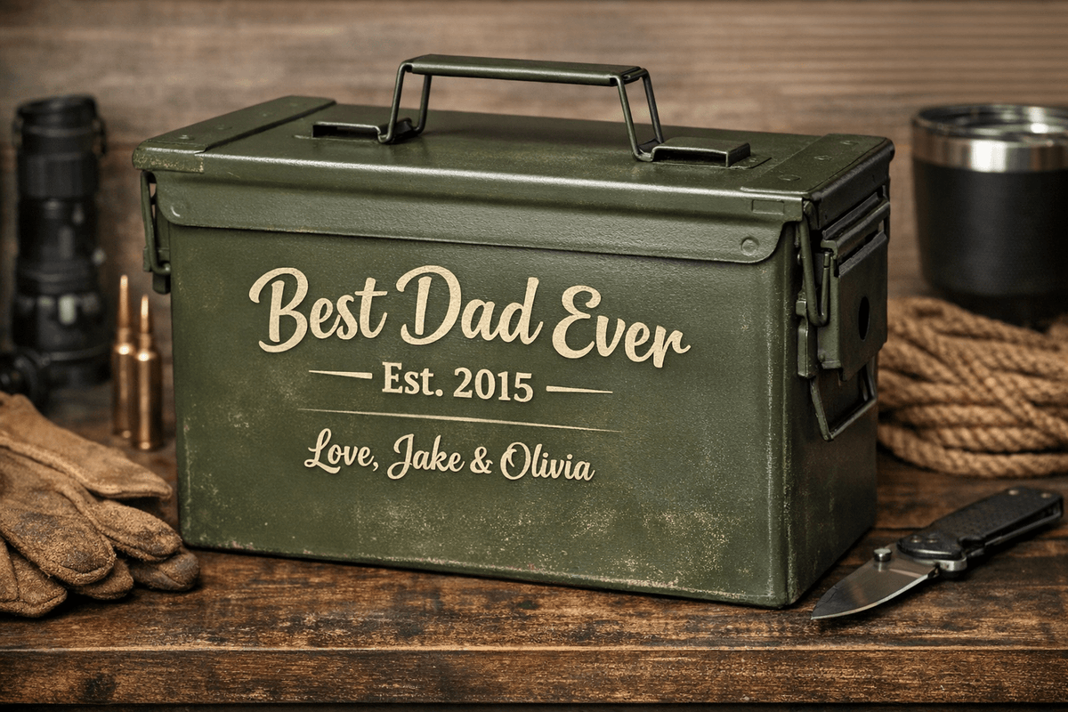 Custom American Flag Ammo Can - Patriotic Storage Solution for Dad & Military Fans - Music City Acrylics
