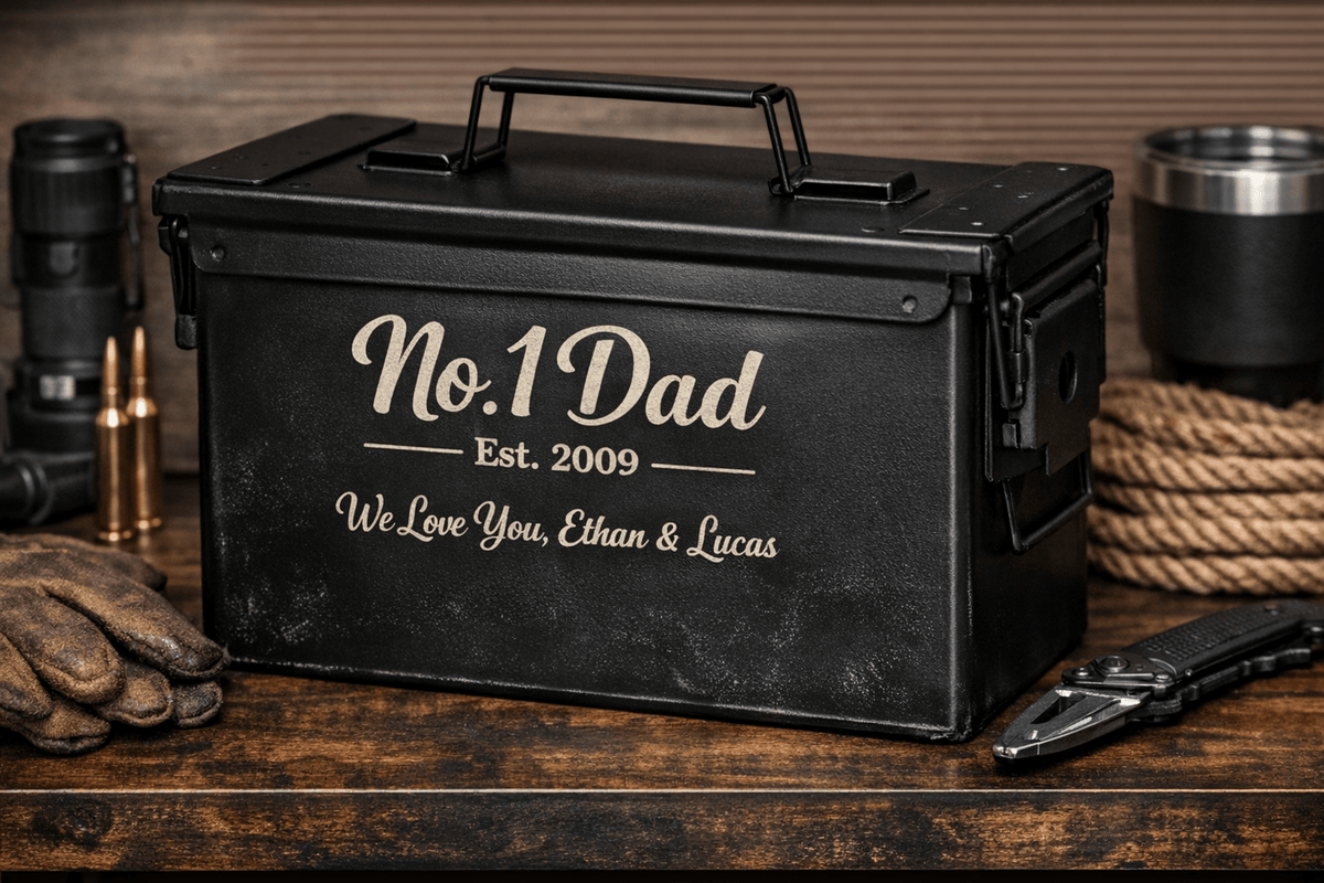 Custom American Flag Ammo Can - Patriotic Storage Solution for Dad & Military Fans - Music City Acrylics