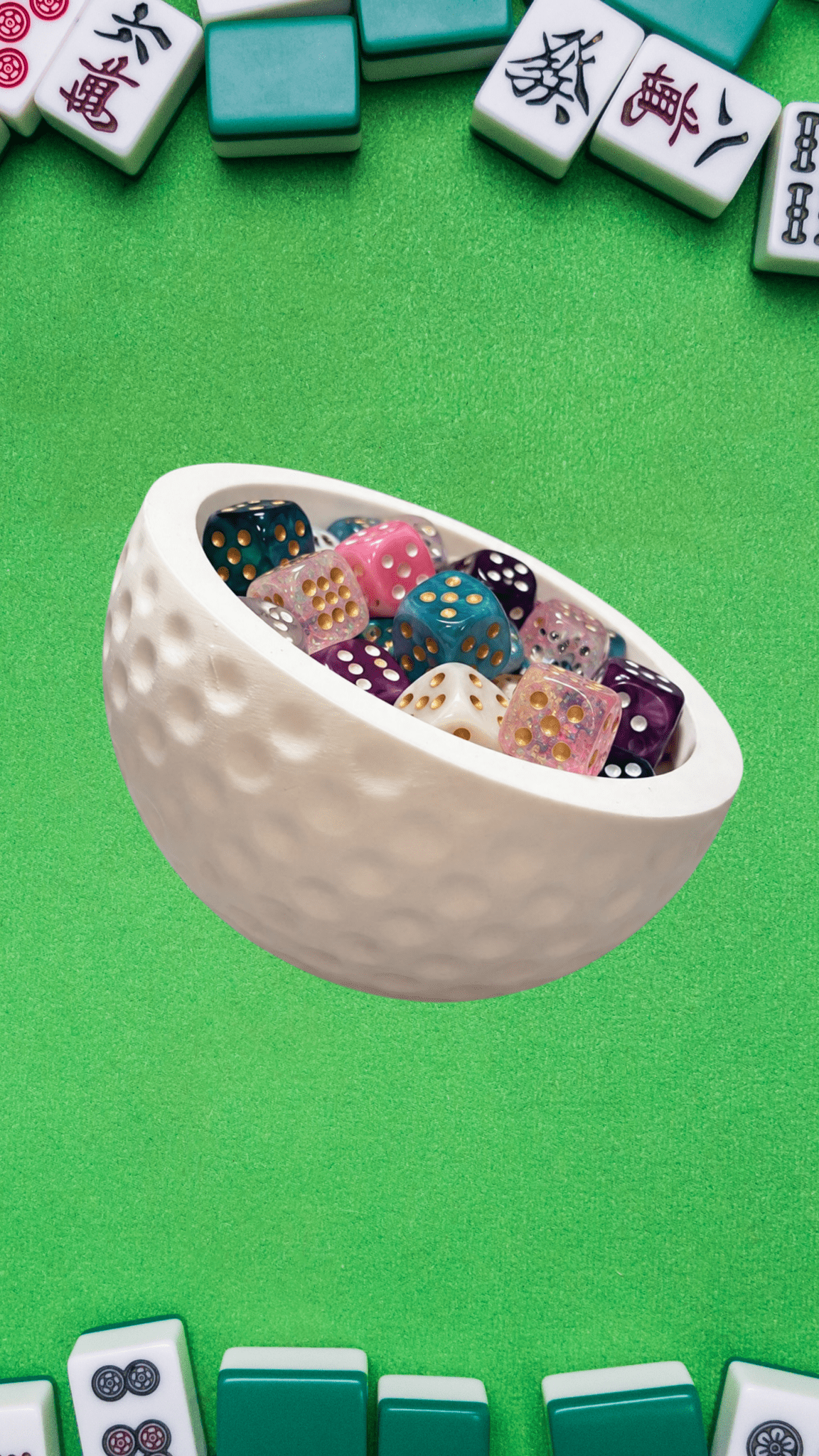 Golf Ball Mahjong Dice Bowl | Golf-Themed Mahjong Accessory | Dice Rolling Bowl for Mahjong Players - The Happiest Co. LLC