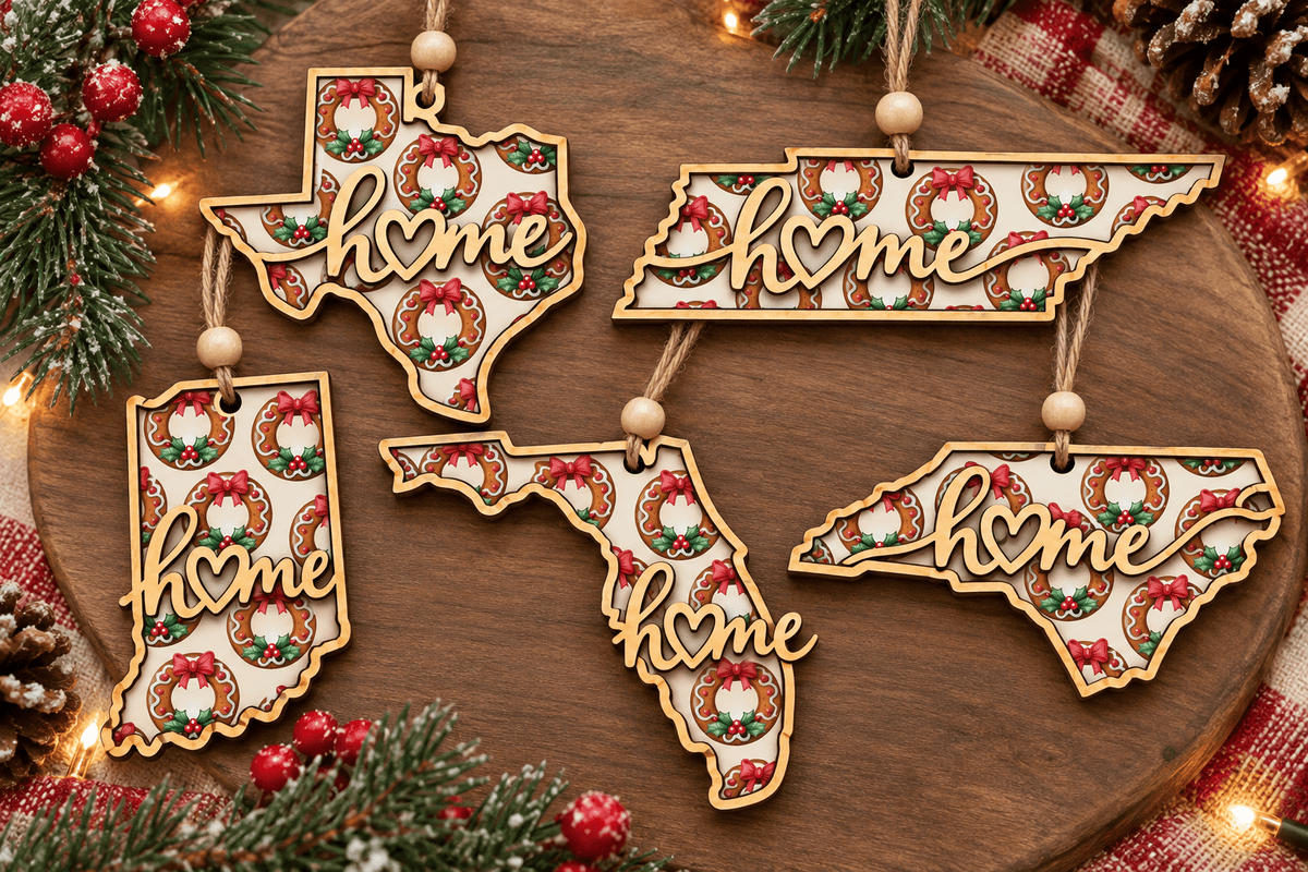 Horse Home State Ornament | Personalized State Christmas Ornament | Rustic Horse Lover Gift - The Happiest Co. LLC