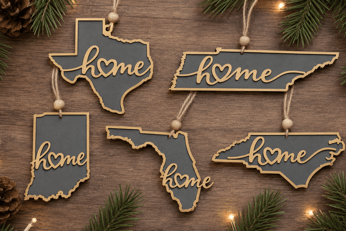 Horse Home State Ornament | Personalized State Christmas Ornament | Rustic Horse Lover Gift - The Happiest Co. LLC