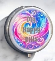 Personalized Round Pill Case for Travel - The Happiest Co. LLC