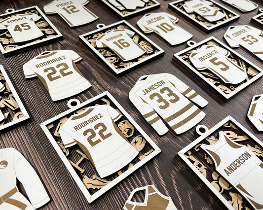 Personalized Sports Jersey Ornament – Custom Engraved Keepsake for Athletes - Music City Acrylics