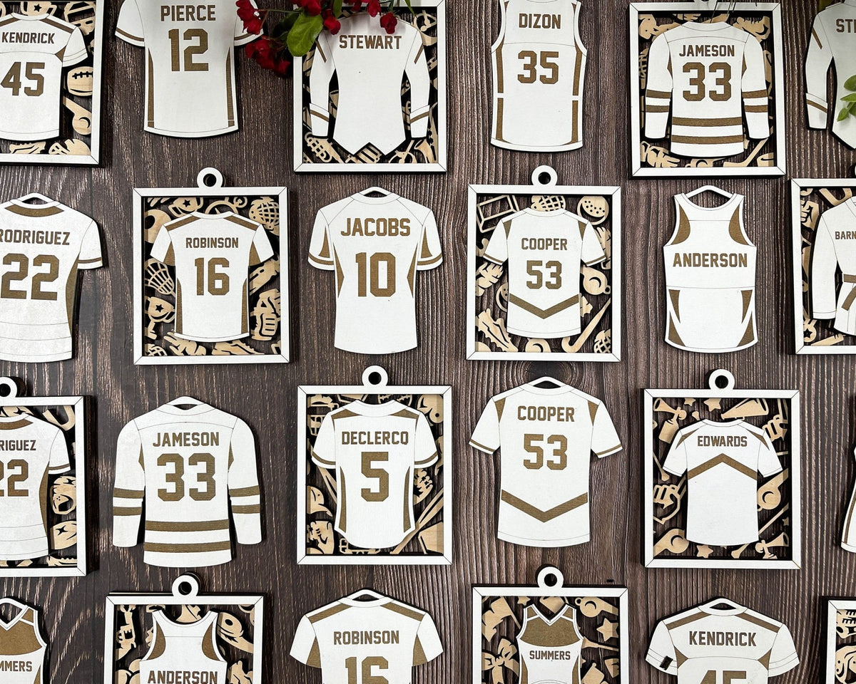 Personalized Sports Jersey Ornament – Custom Engraved Keepsake for Athletes - Music City Acrylics