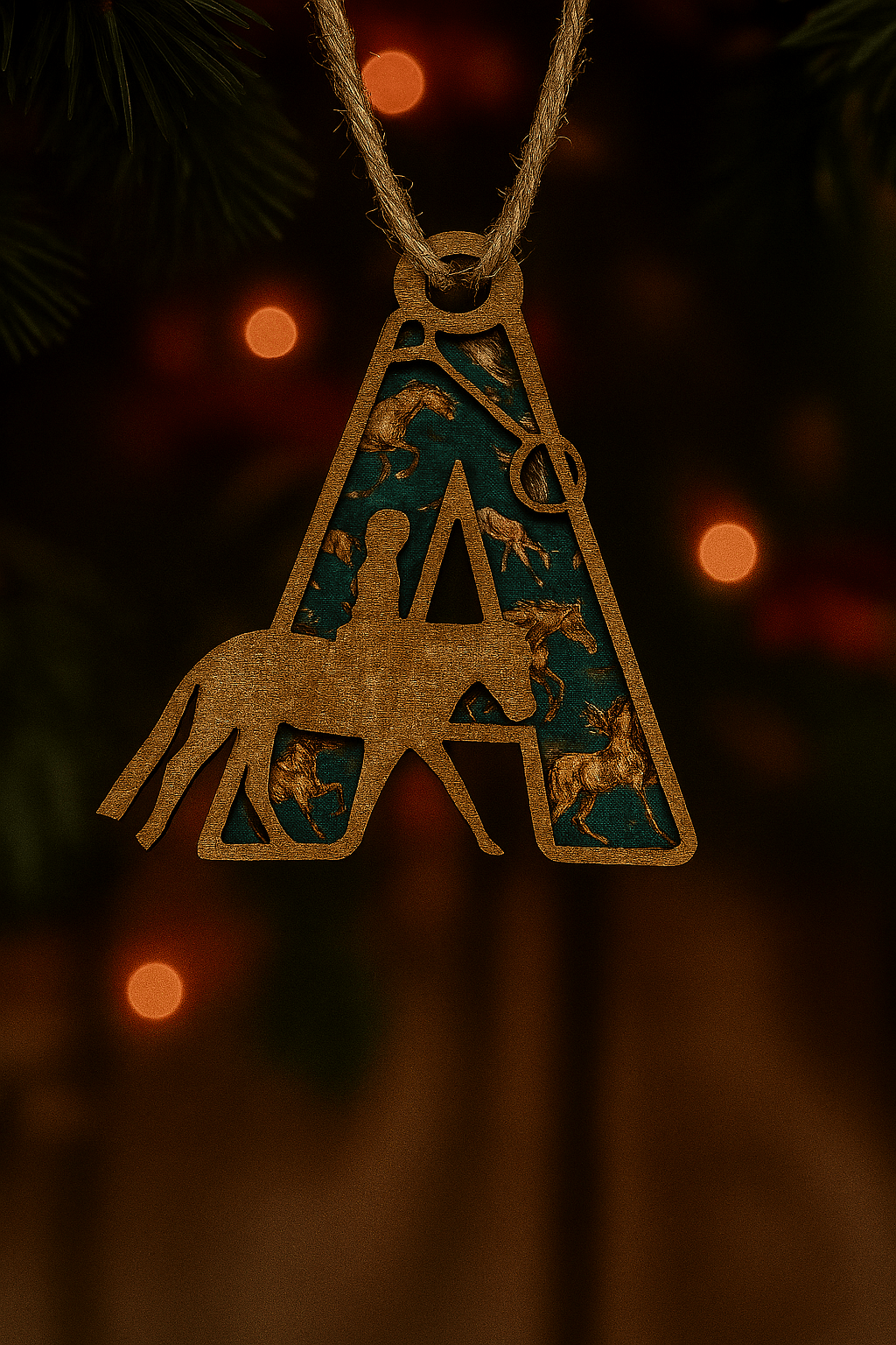 Custom Equestrian Letter Ornament - Personalized Wood Decoration for Horse Lovers - Music City Acrylics