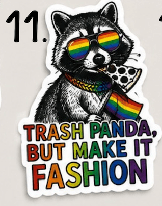 Pride Raccoon Sticker Pack – Funny LGBTQ+ Vinyl Stickers | Waterproof Decals | Queer Humor Stickers | Laptop, Water Bottle, Tumbler Stickers - Music City Acrylics