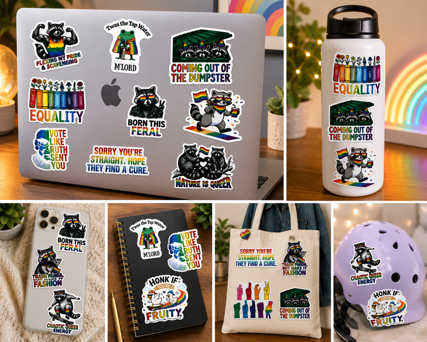 Pride Sticker Pack – Funny LGBTQ+ Vinyl Stickers | Waterproof Decals | Queer Humor Stickers | Laptop & Water Bottle Stickers - Music City Acrylics
