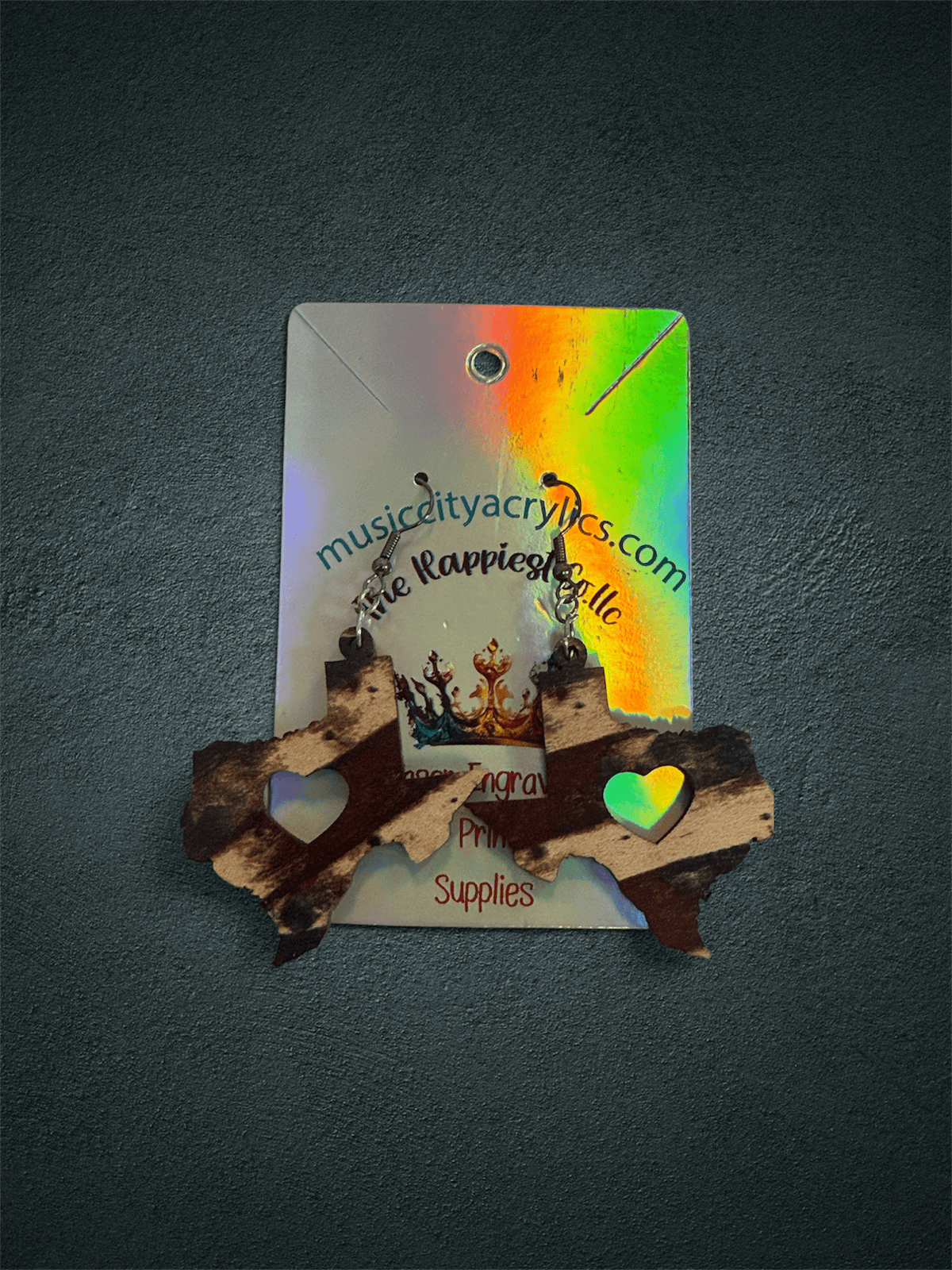 Texas Heart Cutout Earrings – Rustic Wood Style - The Happieist Co. LLC
